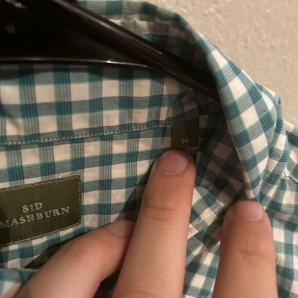 Sid Mashburn Mens Medium Green Plaid Long Sleeve Button Up Shirt - Picture 4 of 7